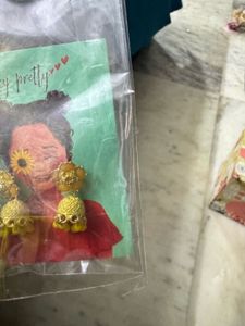 Mini Jhumka Earrings in yellow red white