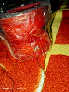 Red Bangles with Embellishments