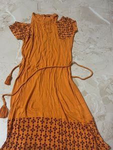Orange Ethnic Gown with Tassels