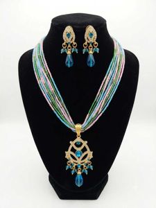 Multi-strand Beaded Necklace & Earrings Set