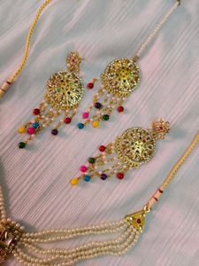 Beautiful Pearl Or White And Colourful Moti Haar.