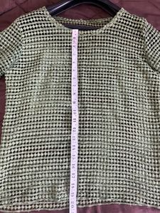 Green Textured Mesh Top