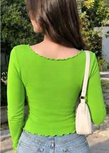 Bright Green Ruched Long Sleeve Top