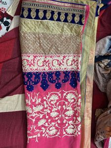 new party wear 2 in 1Embroidered Silk Saree