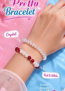 Elegant Crystal & Red & White Beaded Bracelet