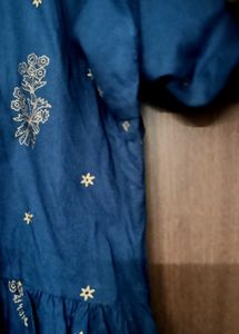 Elegant Navy Blue Kurta with Gold Print