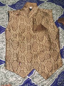 Brown colour boys kurta three piece set