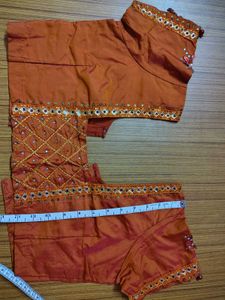 Embellished Orange Silk Blouse