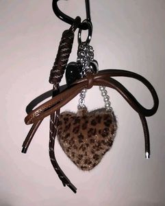 Leopard print Heart bag pendant
