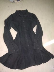 Chic Black Button-Down Mini y2k  Dress