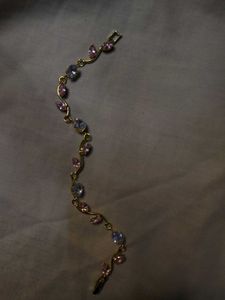 Delicate Floral Bracelet with Pink &amp; Blue Stones