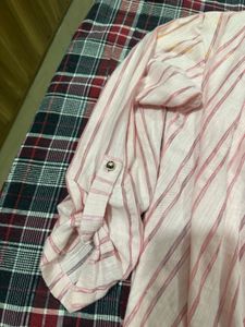 Pink Striped Casual Top