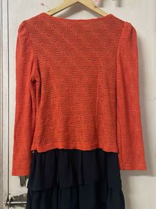 Orange Lace Collar Cardigan Dress