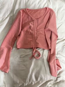 Cute Pink Cinched Crop Top