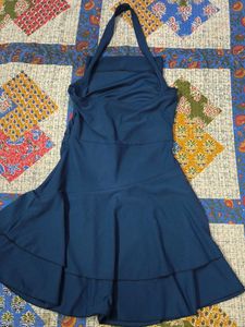 Navy Blue Halter Neck Dress