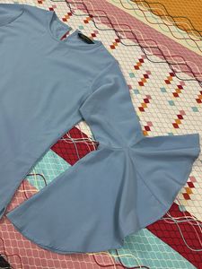 Sky Blue Bell Sleeve Top