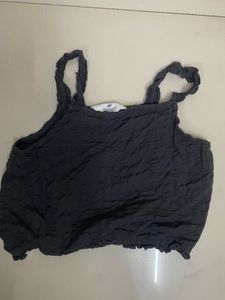 H&M Dark Grey Textured Crop Top