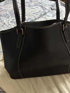 Chic Black Tote Bag with Scarf Accent