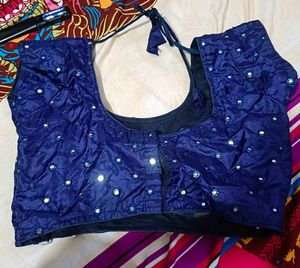 Elegant Blue Mirror Work Blouse