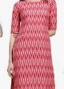 Red & White Print Kurta