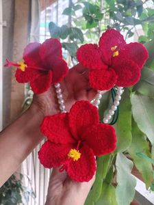 Handmade Crochet Hibiscus Flower Necklace
