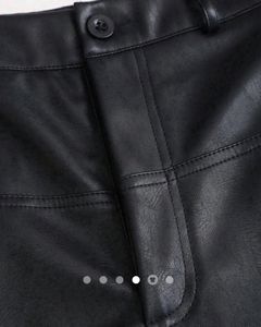 Stylish Black Faux Leather Wide Leg Pants