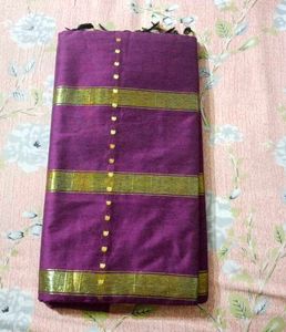 Elegant Purple Saree with Gold Border