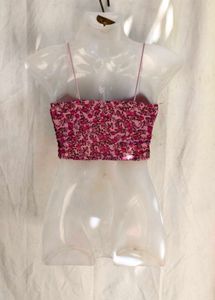 20254. Floral Mesh Corset Top