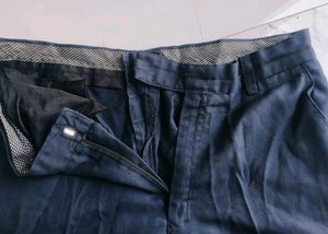 Men's Blue Trousers with Plaid Shirt