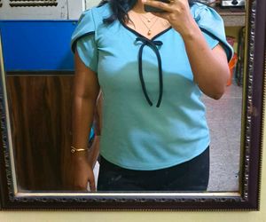 Aqua Blue Tie-Neck Top