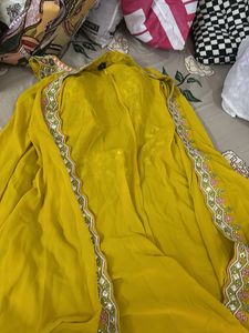 Yellow Embroidered Crop Top Palazzo with s