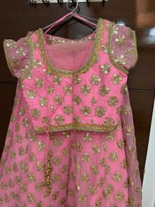 Stunning Pink &amp; Gold Embroidered Lehenga