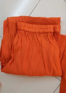 Orange Kurta Set with Embellishments
