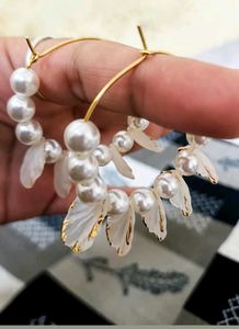 Elegant Pearl &amp; Petal Hoop Earrings