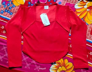 Square Neck New Red Full Sleeve Top♥️