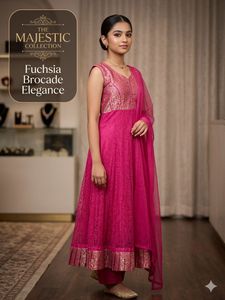 Elegant Fuchsia Brocade Kurta Set