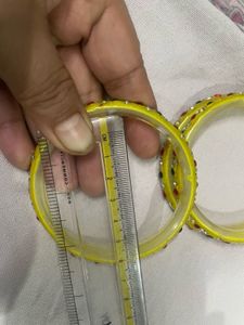 Yellow Lemon shade Bangles with Rhinestones