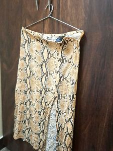 Snake Print Maxi Skirt with Slit