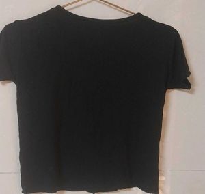Classic Black Button-Up Crop Top