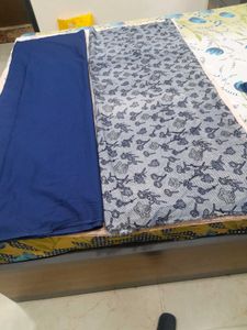 Unstitched Dress Material - Blue &amp; Floral Print
