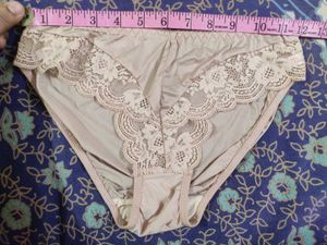 Beige Color Satin &amp; Lace Bra Panty Set(Brand New)