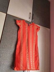 Orange Embroidered Kurta