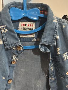 Kids Denim Shirt with Racing Theme