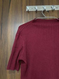 Maroon Ribbed Top