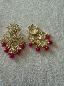 🌷Kundan Pink Jhumka Earrings