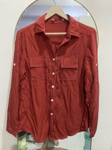 Rust Orange Button-Up Shirt