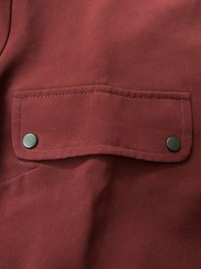 Maroon Mock Neck Pocket Blouse