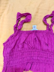 Fuchsia Smocked Crop Top