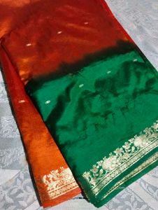 Elegant Ombre Silk Saree with Gold Border