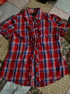 Cute Plaid Ruffle Blouse